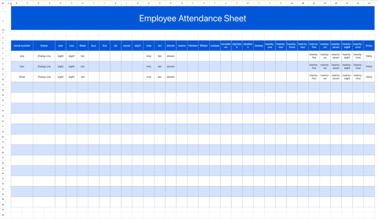 Employee Attendance Sheet 3